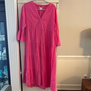 Mud Pie Vibrant Pink Long Sleeve Dress
